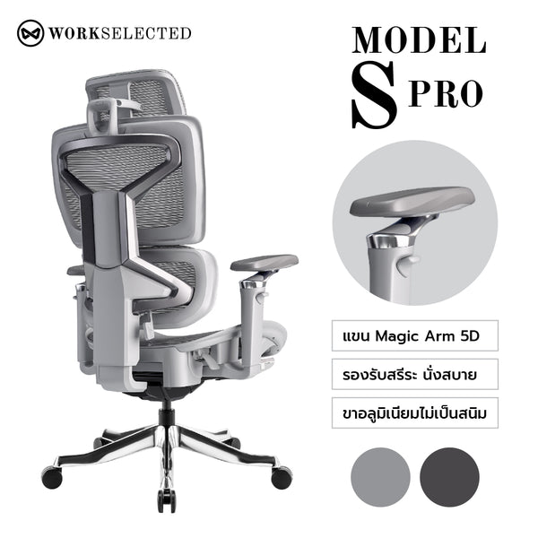 WORKSELECTED MODEL-S Pro – เก้าอี้ทำงานสมาร์ตคลาส สำหรับคนรุ่นใหม่