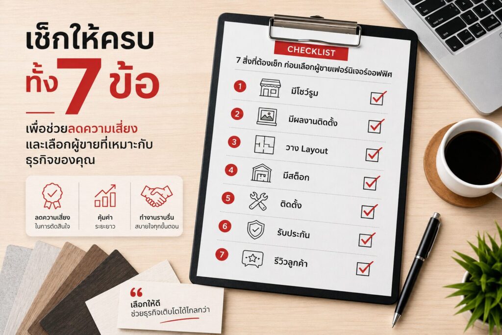 Checklist ก่อนเลือกผู้ขายเฟอร์นิเจอร์ออฟฟิศ